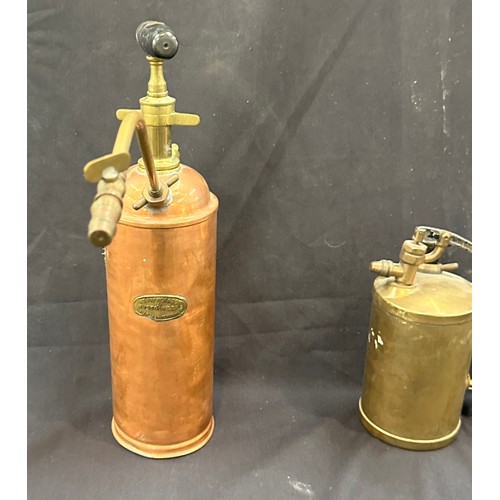 62 - Vintage brass and copper rosewater sprayer and 1 other