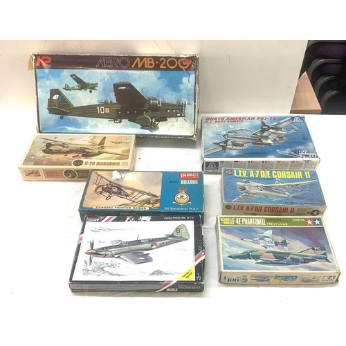 113 - Selection of boxed aircraft models to include Airfix LYV A7 Corsair II, Inpact,  Italeri etc