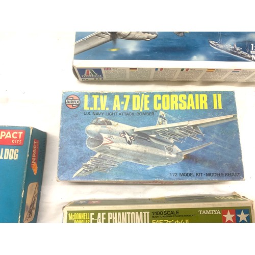 113 - Selection of boxed aircraft models to include Airfix LYV A7 Corsair II, Inpact,  Italeri etc