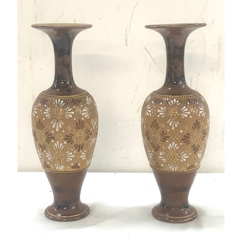 454 - Royal Doulton, Doulton and Salter pair of vases, overall good condition, approximate height 11 inche... 