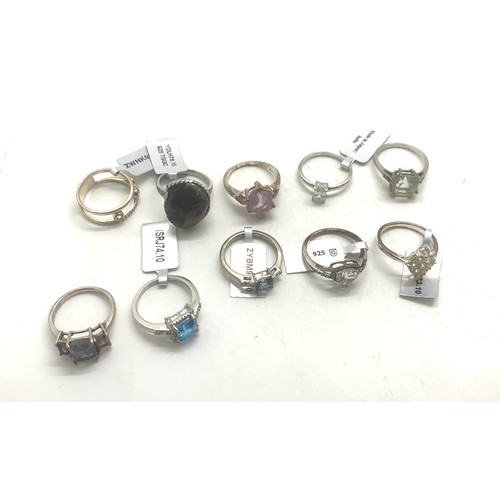 442 - Selection of 10 Silver Gemporia stone set rings, all with pouches and 4 COA, sizes T -U,