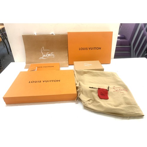 87 - Selection 3 authentic Louis Vuitton gift boxes various sizes, Christian Louboutin paper carry bag  b... 