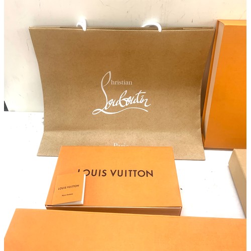 87 - Selection 3 authentic Louis Vuitton gift boxes various sizes, Christian Louboutin paper carry bag  b... 