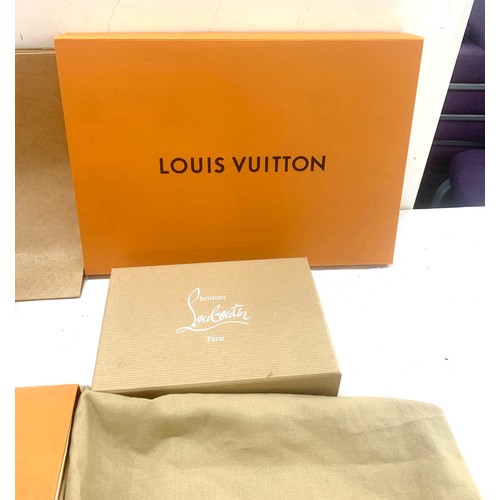 87 - Selection 3 authentic Louis Vuitton gift boxes various sizes, Christian Louboutin paper carry bag  b... 