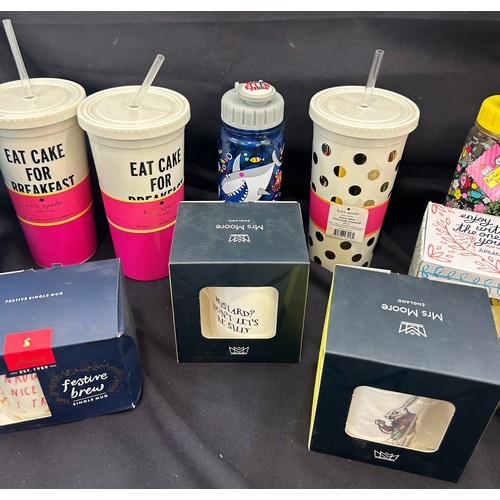 180 - Selection of designer drinking cups to include Kate Spade, etc