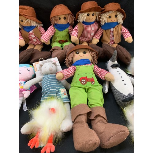 168 - Selection of new children's teddies to include 7 JellyCat London items, Powell Craft, Roty etc