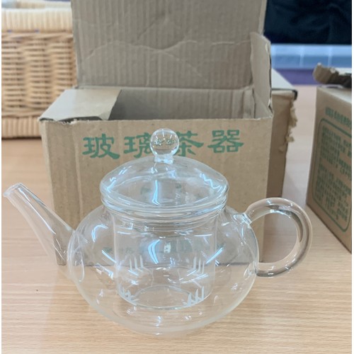 135 - Selection of homeware to include small glass teapots, wooden theres no place like home plaques, 2 Ka... 