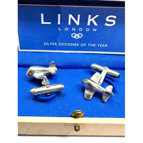 292 - Boxed silver links of london novelty  airplane cufflinks