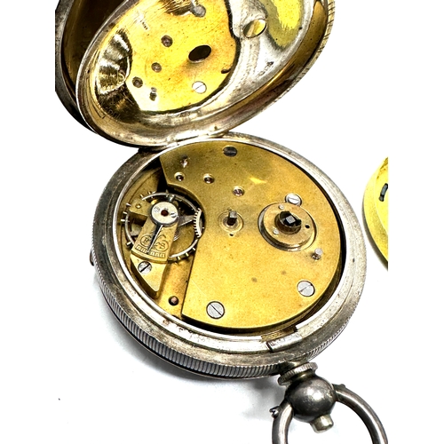 455 - Antique silver pocket watch and silver albert chain the watch is ticking