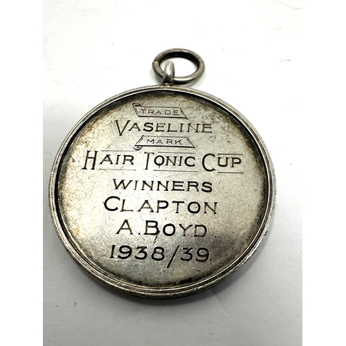 416 - 1938 / 39 Clapton football club silver cup winners medal