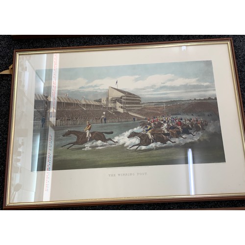 159 - 3 Large framed horse prints, largest frame measures approximately 34.5 inches by 29 inches