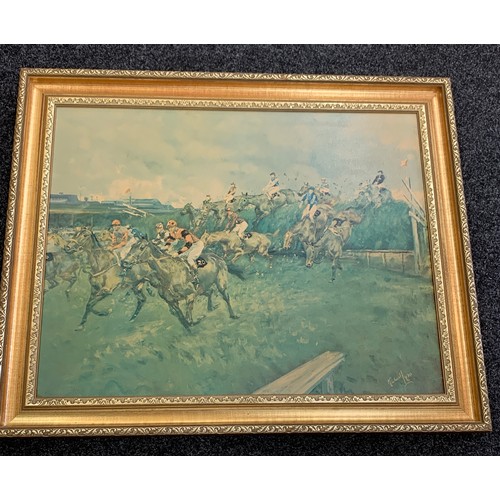 159 - 3 Large framed horse prints, largest frame measures approximately 34.5 inches by 29 inches