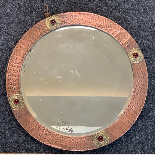 57 - Vintage Arts and Crafts copper circular mirror, approximate diameter 22 inches