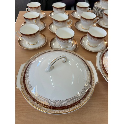 167 - Royal Grafton Majestic Red part dinner and tea service to include lidded tureens, cups, saucers, etc