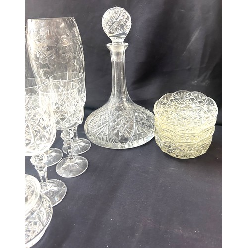 192 - Large selection of glassware to include cut glass pieces, items to include vases, bowls, ships decan... 