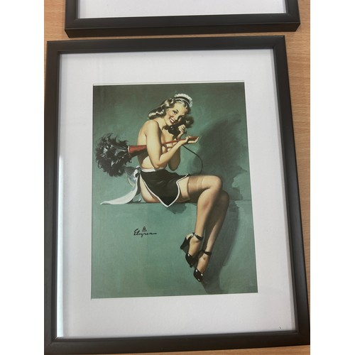 13 - Selection of retro saucy framed prints, frame measures approximately 11 x 9 inches, Evelyn USA