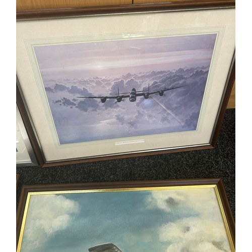 47 - 3 framed aviation prints, one oil on board, approximate measurements: Width 25 inches, Height 21 inc... 