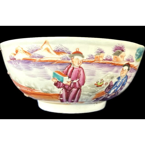 453 - Antique hand painted Chinese famille rose bowl, has been previously repaired, no makers markings,