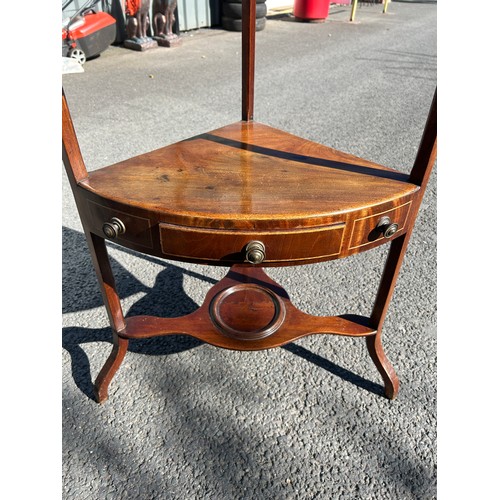 493 - Mahogany victorian corner washstand with drawer, approximate measurements: Height 37 inches, Width 2... 