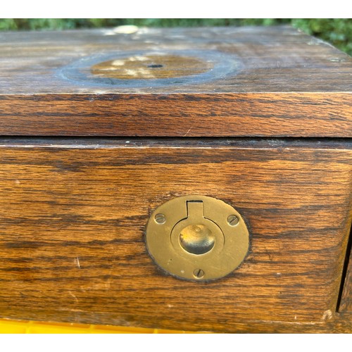 519 - 2 Drawer antique box, with brass handles, Approximate measurements: Height 6 inches, Width 30 inches... 