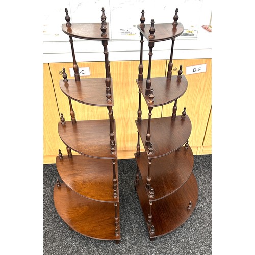 537 - Pair modern wooden corner display stands / wotnots, approximate height 41 inches tall