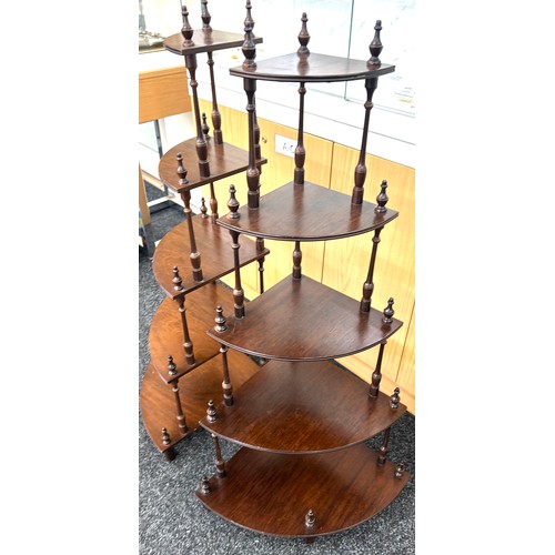 537 - Pair modern wooden corner display stands / wotnots, approximate height 41 inches tall