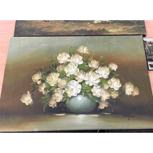 46 - 3 paintings 2 on board, 1 on canvas, to include artist Kevin Platt, largest measures approximately 2... 