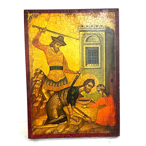 3 - Jesus Byzantine wooden art with golf leaf , Decapitation of St Johns Baptist, replica pieces, approx... 