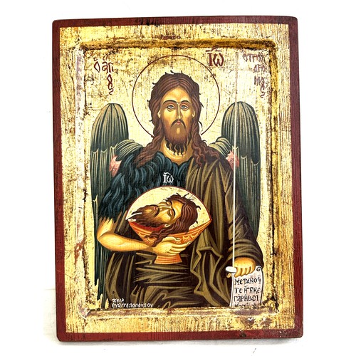 3 - Jesus Byzantine wooden art with golf leaf , Decapitation of St Johns Baptist, replica pieces, approx... 