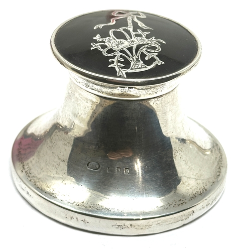 6 - Antique silver & tortoiseshell inkwell measures approx 7.2cm dia