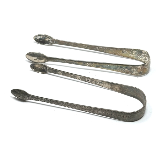 7 - 2 Georgian silver sugar tongs weight 72g