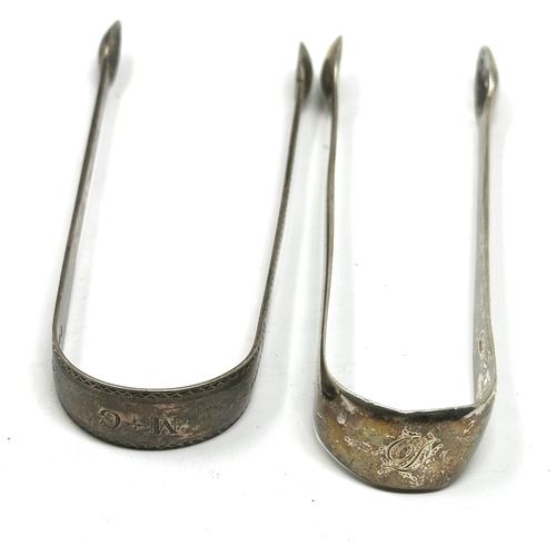 7 - 2 Georgian silver sugar tongs weight 72g