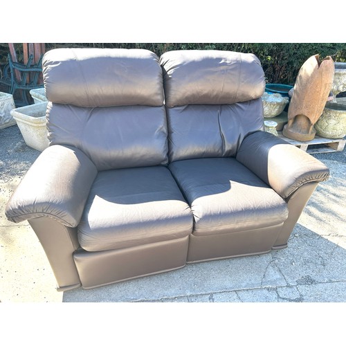 489 - Brown 2 piece leather G Plan electric reclining suite