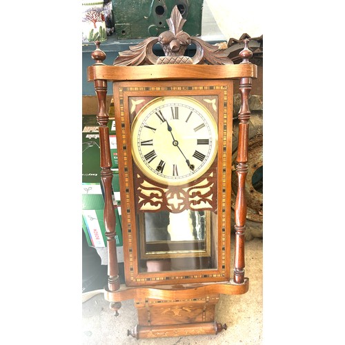 523 - Inlaid American drop dial clock, approximate measurements: