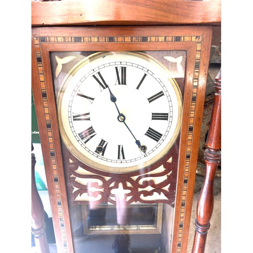 523 - Inlaid American drop dial clock, approximate measurements: