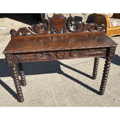 504 - Bobbin turned oak hall console table, approximate measurements:  Height 41 inches, Width 48 inches, ... 