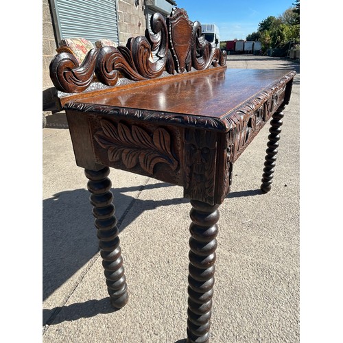 504 - Bobbin turned oak hall console table, approximate measurements:  Height 41 inches, Width 48 inches, ... 