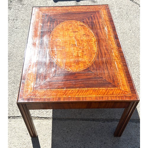 513 - Mahogany inlaid coffee table, approximate measurements: Height 16.5 inches, Width 41 inches, Depth 2... 