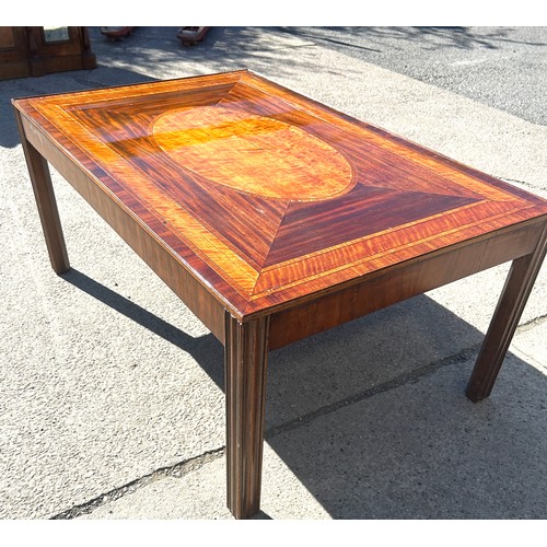 513 - Mahogany inlaid coffee table, approximate measurements: Height 16.5 inches, Width 41 inches, Depth 2... 