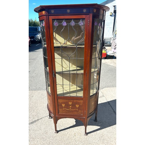 527 - Art Nouveau glass mahogany display cabinet, approximate measurements: Height 66 inches, Width 33 inc... 