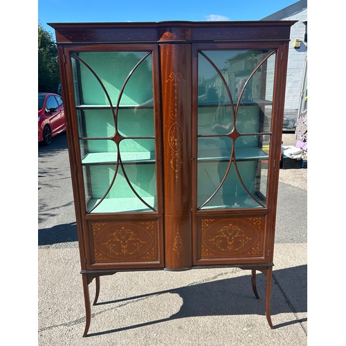 528 - Large Edwardian 2 door display cabinet, approximate height 72 inches, width 46v inches, Depth 15 inc... 