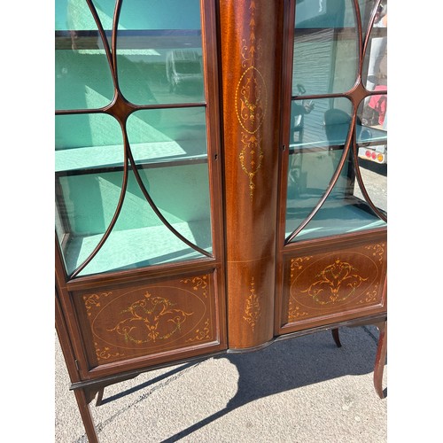 528 - Large Edwardian 2 door display cabinet, approximate height 72 inches, width 46v inches, Depth 15 inc... 