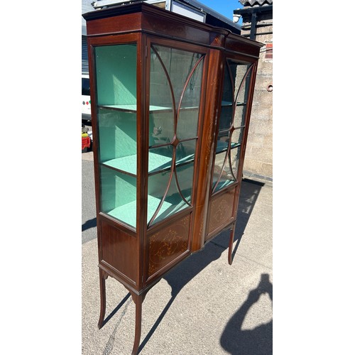 528 - Large Edwardian 2 door display cabinet, approximate height 72 inches, width 46v inches, Depth 15 inc... 