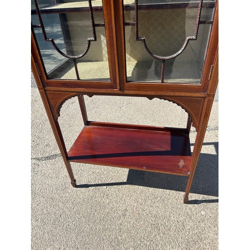 529 - Edwardian 2 door china cabinet with shelf beneath, approximate measurements: Height 69 inches, Width... 