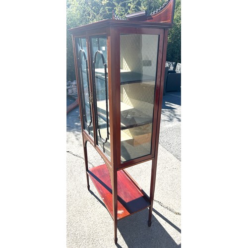 529 - Edwardian 2 door china cabinet with shelf beneath, approximate measurements: Height 69 inches, Width... 