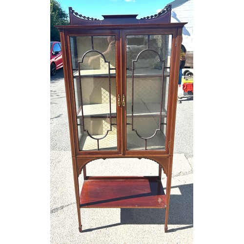 529 - Edwardian 2 door china cabinet with shelf beneath, approximate measurements: Height 69 inches, Width... 