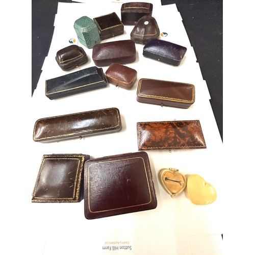 436 - 15 Antique leather jewellery boxes