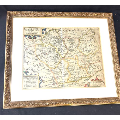 39 - Antique framed map of Leicestershire, approximate frame measurements: Height 17 inches, Width 20 inc... 