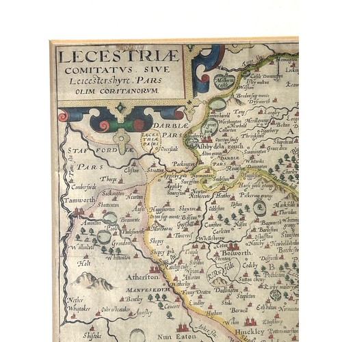 39 - Antique framed map of Leicestershire, approximate frame measurements: Height 17 inches, Width 20 inc... 