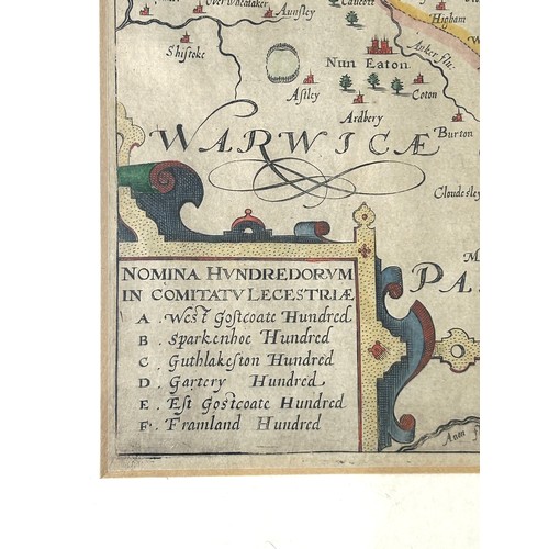 39 - Antique framed map of Leicestershire, approximate frame measurements: Height 17 inches, Width 20 inc... 